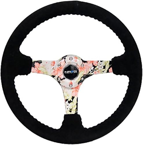 NRG Innovations NRG-RST-036FL-S - Volante reforzado con diseño floral tropical Hydro Dipped de 3 pulgadas de profundidad, radios de 0.197 in,