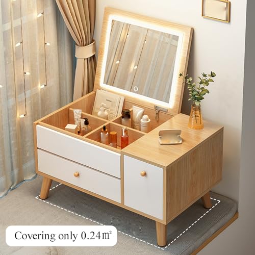 Tocador de maquillaje compacto minimalista integrado para piso pequeño hogar y dormitorio moderno 8