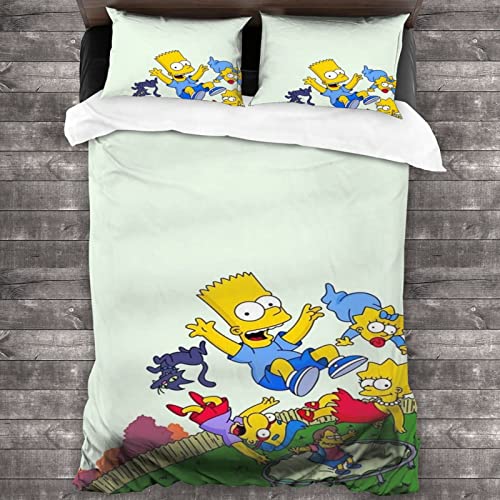 CSWOW Juego de funda de edredón de ciencia fix, funda de almohada de dibujos animados, cremallera invisible (7,135 x 200 cm + 50 x 75 cm x 2)