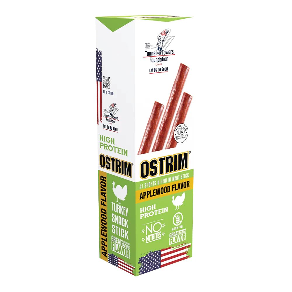 Ostrim Turkey Jerky Snack Sticks-Applewood Flavor, 1.5 oz (Pack of 10)