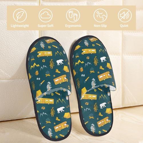 Camping Print Women Slippers Home Furry Shoes Keep Men Couples Shoes Warm For Women-3