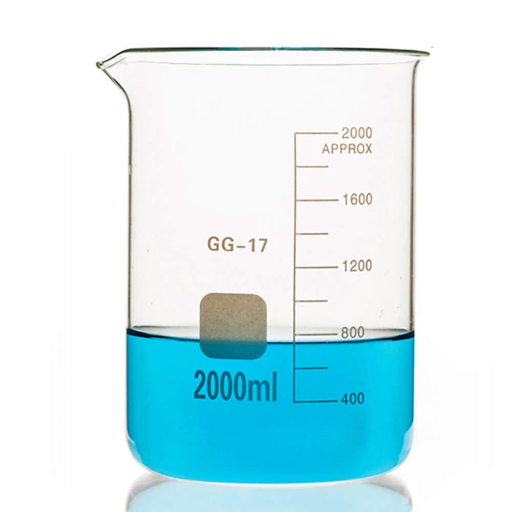 Glasbecher-Messbecher, Borosilikat-HochtemperaturbestäNdigkeit, Kitchen Lab School Mehrere Spezifikationen Messen Und Mischen Sie Den Becher Mit Dem AusgießEr,2000ml