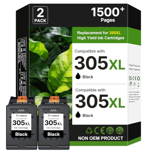 305XL Negro Cartuchos Remanufacturado para Tinta HP 305 XL Negro (2 Negro)