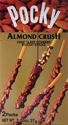 Labios, Sports Glico Pocky Chocolate con almendras Crush Cream Cubierto Galletas Barras 1.37 oz