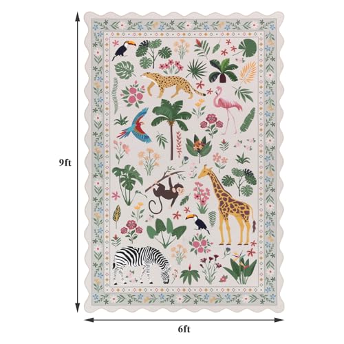 Tapete decorativo de área animal estampado 6x9 ft beige miniatura 2