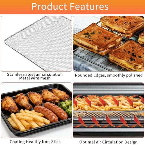 Image of Air Fryer Rack Basket Tray for Ninja Foodi 8 in 1 SP100 SP101 Digital Air Fryer Countertop Oven, 13.4''*13.4'' Stainless Steel Air Fryer Accessories Roasting Steamer Grill Racks，Dishwasher safe