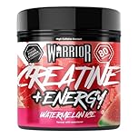 Warrior Creatine Monohydrate Powder + Energy 360g (80 Servings) – Micronised Creatine Powder Supplement + Vitamin B & Caffeine for Energy & Focus, Pre & Post Workout for Men & Women – Watermelon Ice