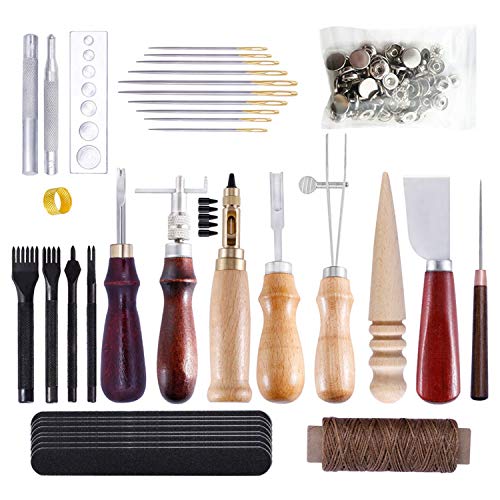 Nuofake Portable Leather Craft, Practical Hand Tools,Leather DIY Hand Sewing Set, Handmade Leather Goods