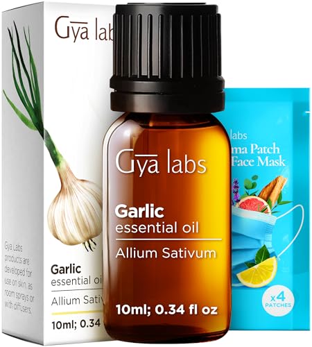 Gya Labs Garlic Essential Oil - 0.34 Fl Oz - for Hair, Skin, Diffuser, Aromatherapy & DIY Candle Making Scent