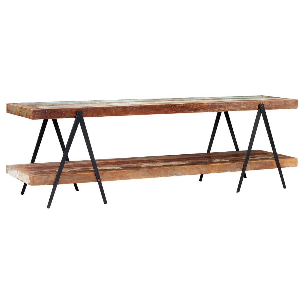 vidaXL Mobile Porta TV Armadietto Multimediale Artigianale Industriale Vintage 2 Ripiani 160x40x50 cm in Legno Massello di Recupero Telaio in Ferro