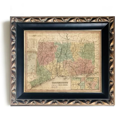 Vintage Map of Connecticut State Art Wall Decor - 11X14 Retro Old State Print Picture Poster for Office Classroom - Historic Antique State Map - Artwork Souvenir - Gift for Travel History Lover