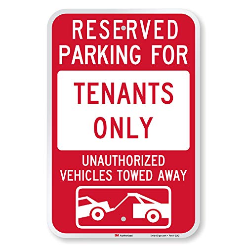 SmartSign - K-8727-EG-12x18 'Reserved Parking For Tenants, Unauthorized Vehicles Towed' Sign | 12' x...