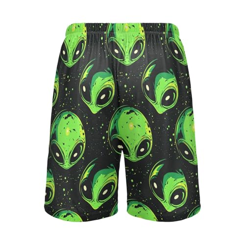 Men's Pajama Bottoms, Green Extra-terrestrial Pattern Sleep Pajamas Shorts Sleepwear Lounge Short Pants2