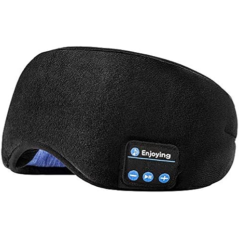 Voerou Sleep Headphones 5.2 Bluetooth Sleep Mask with Music and Ultra Thin Speakers Perfect for Sleeping, Air Travel,Meditation and Relaxation，Unique Gifts for Men Women - Black Cover