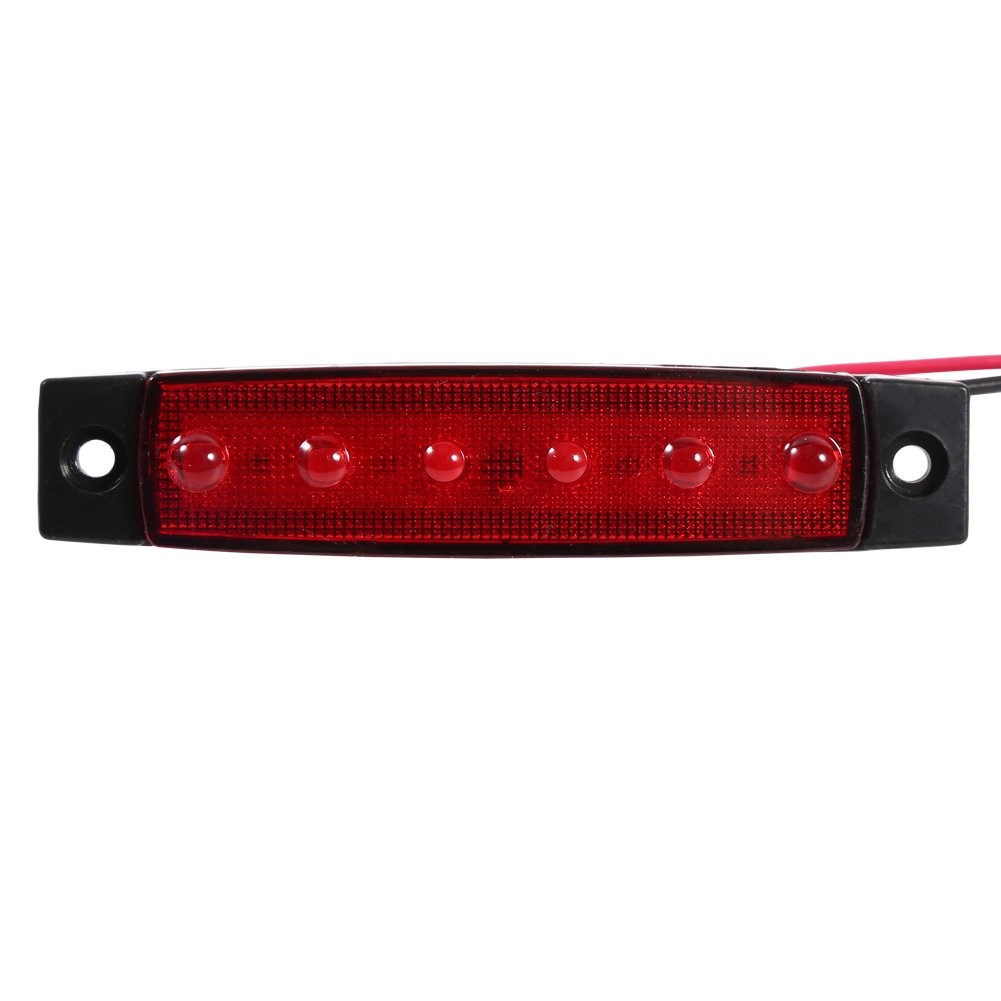KIMISS led 24v camion-led camion 24v-Luce di Posizione Laterale 10x 6 LED Luce di Ingombro 24V 1500K per Camion, Furgone, Roulotte(Rosso)