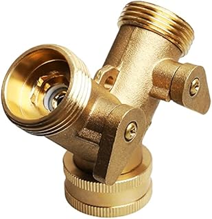 nuoshen 3/4" Tap Y Splitter, Brass Manifold Garden Tap Y Valve 2 Way Brass Tap Garden Hose Splitter Two Way Hose Connector