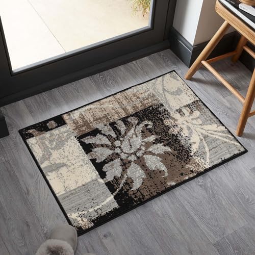 Tapis de zone marron antidérapant en polypropylène facile à nettoyer - 3