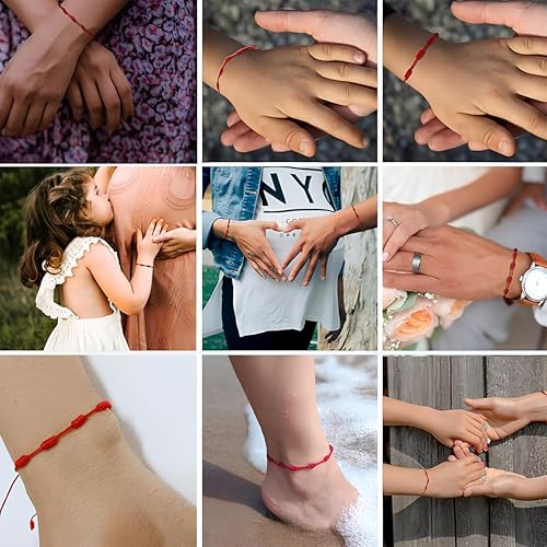 ZXfad 2pcs Bracelet en fil de Soie Rouge, Bracelet Rouge Porte-Bonheur, Amulette Puissante, Bracelet Ajustable, Convient aux Hommes et aux Femmes. – vue 7