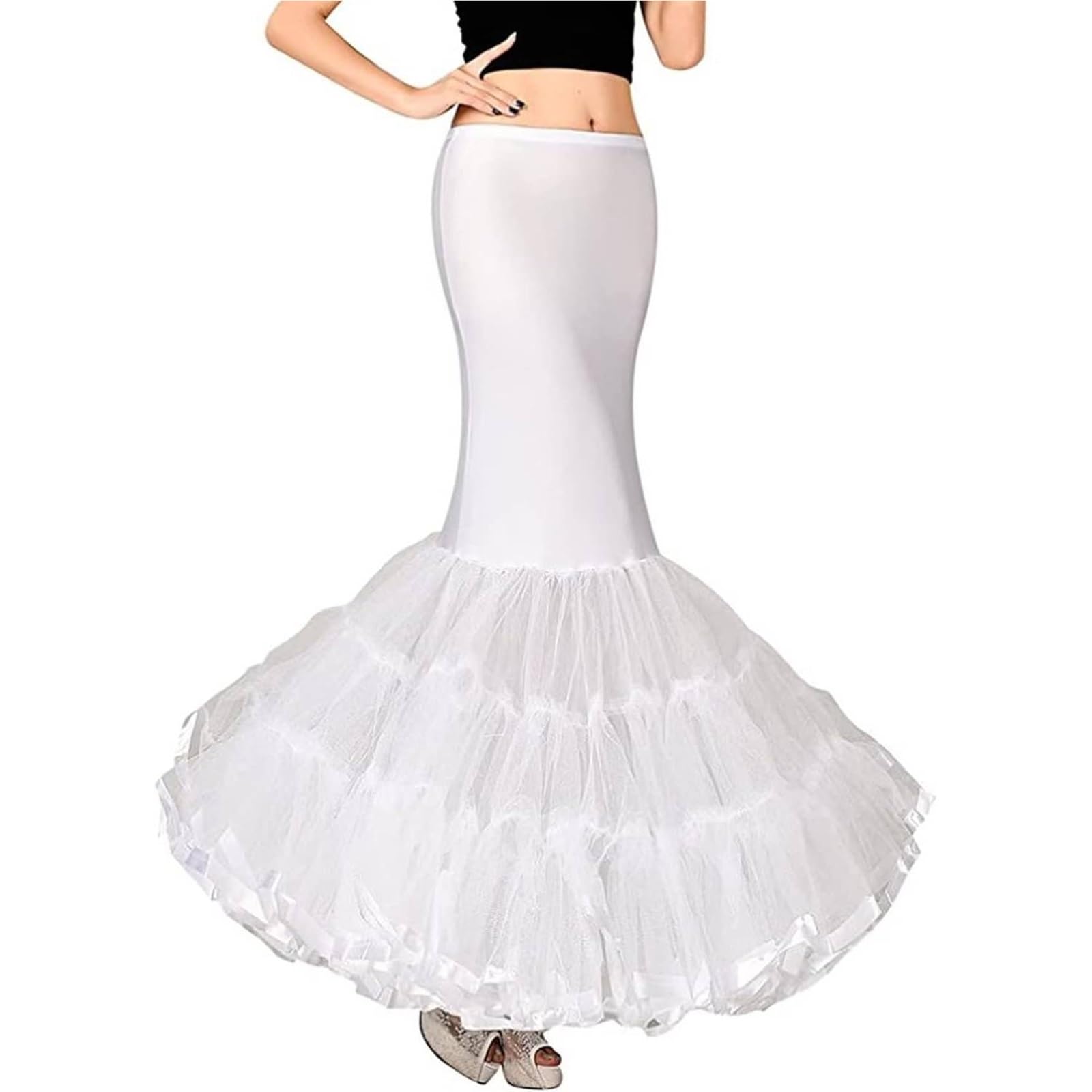 Damen Trompetenunterrock Frauen Meerjungfrau Petticoat Fischschwanz Unterrock Trompete Krinoline for Braut Hochzeitskleid