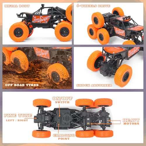 Image of Gooyo GY-97 Hi-Speed Rechargeable Remote Control Rock Crawler Car Toy | 8 Tyres Monster Truck Rock Crawler | 50 Climbing RC Car 4x4 Off-Road Car Toy | Assorted | in-Built Battery | Gift Box Pack