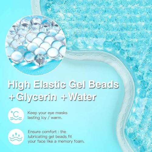 Image of JUDEE Reusable Gel Beads Eye Mask for Sleeping - Hot & Cold Therapy Eye Pillow for Relaxation and Comfort - Soft, Adjustable Sleep Mask (Blue)