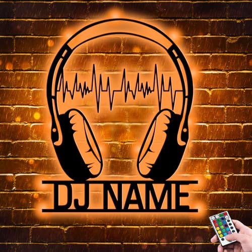 ASD Jewerly Nombre personalizado logotipo Niu metal, micrófono personalizado y auriculares logotipo de neón pared arte led, nombre DJ iluminación logotipo led, Sala de música estudio de decoración