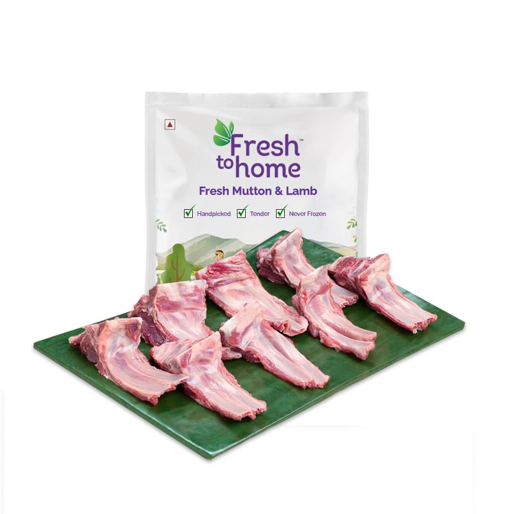 FreshToHome Premium Lamb Ribs Bone Pieces | 250g Pack | Fresh | Never Frozen