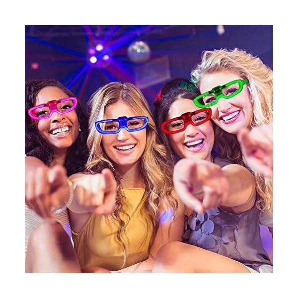 25 packs led glasses halloween party supplies ,5 neon colors,3 light modes light up glow sticks glasses toys party supplies for kids adults glow glasses fit christmas valentine's day new year - image 6