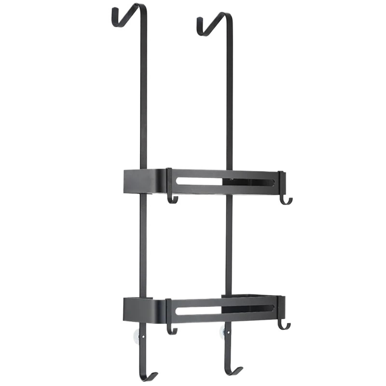 Estanteria ducha Estantes for baño colgantes negros, estante organizador for , soporte for champú sin clavos, cesta de almacenamiento para Hogar(Black Double layer)