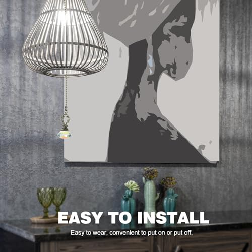 Image of Veemoon Ceiling Fan Pull Cord Vintage Ceiling Fan Pull Chain Crystal Extension Zipper Decorative Extension Switch Lamp Chain for Light Desk Lamp