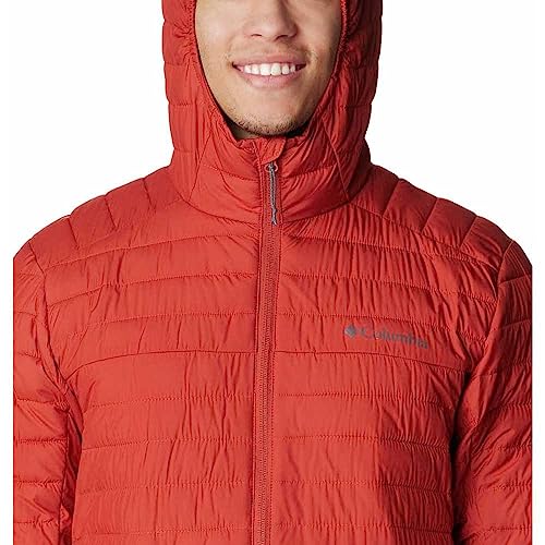 Columbia Men's Silver Falls Hooded Jacket, Hooded Puffer Jacket, Warp Red, Size L - Image 7