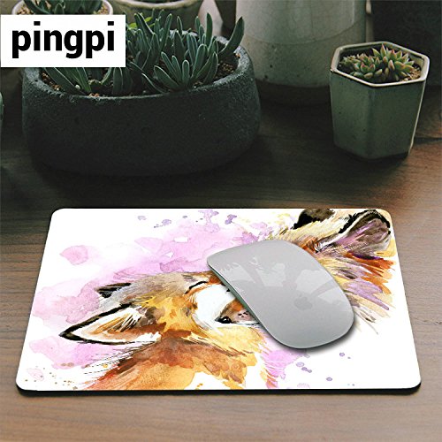 Pingpi Portable Mouse Pad Custom,Watercolor Fox And Baby Fox Mouse Pad Personalized Design Non-Slip Rubber Mousepad #TOP6
