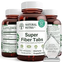 Natural Nutra Super Fiber Supplement, Promotes Digestive and Cardiovascular Health, Manage Weight, Protects Skin Health, Boost Heart Health and Immune System, Non GMO, Gluten Free, Vegan, 100 Vegan