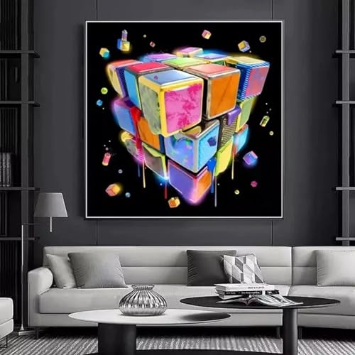 Affiche Rubik's Cube street graffiti sur toile déco salon 30x30 cm