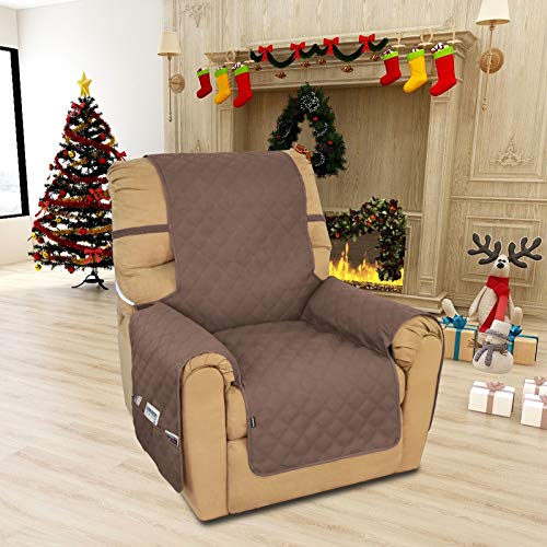 Image of Easy-Going Sofa Slipcover Waterproof Recliner Chair Cover Non-Slip Fabric Couch Cover for Living Room Washable Furniture Protector for Pets Kids Children Dog Cat (Recliner, Brown)