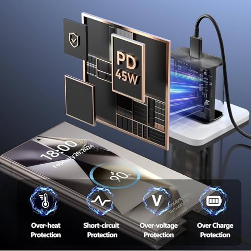 Image of Original 25W Super Fast Charger Adapter and USB-C Cable Compatible with Samsung Galaxy S, A, M, F, Z Series and Tablets Type-C Quick Charge Combo (Black | Model)