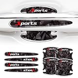 GCZCC 8PCS Carbon Fiber Car Door Handle Protector Anti Scratch Door Bowl Sticker with Stylish Sports Print Protective Film Automotive Exterior Accessories Universal for Most Vehicles, SUV, Truck-Black