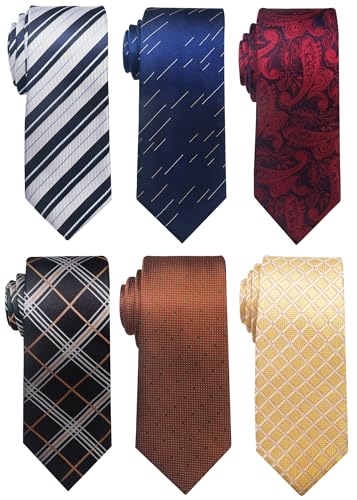 Passabin Corbata para hombre, juego de 6 corbatas tejidas de jacquard, Rojo, marrón, dorado, azul, verde oscuro, cachemira, 2.95 inches*57.5 inches