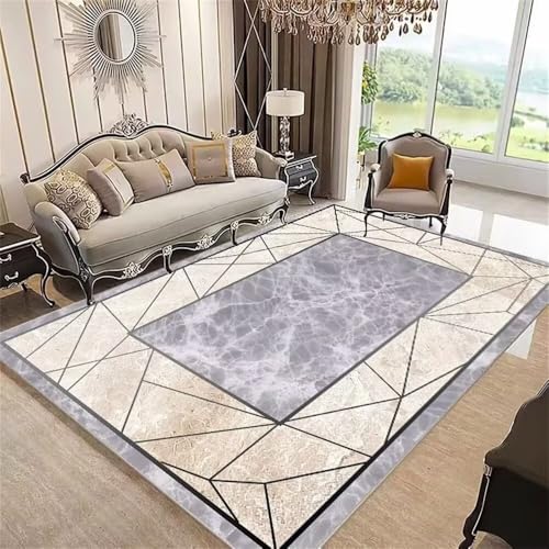 Tapis de chambre gris 200x250cm géométrique marbre - 2