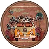 Nichpedr レトロラウンドサイン クリエイティブ Stay Trippy Little Hippie ノベルティ レトロ 壁装飾 ホーム ゲート ガーデン バー カフェ オフィス ストア パブ クラブ サイン ギフト ノスタルジア プレート サークル サイン 12 x 12インチ