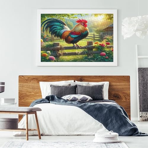 Rompecabezas para adultos de gallo al atardecer, juego familiar de 1000 piezas y 38x26 cm 7