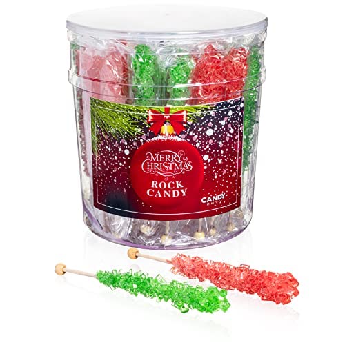 Merry Christmas Rock Candy Crystal Sticks - 36 Indiv. Wrapped