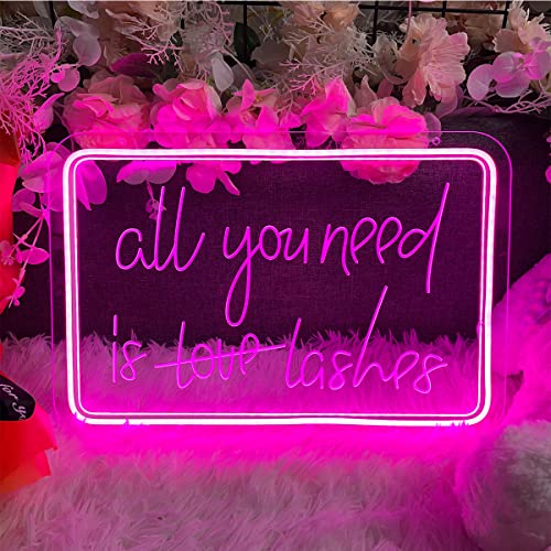 Image of Neon Sign All You Need Is Lashes For Wall Decor 3D Art Carving Design Indoor Bedroom Led Neon Signs Backdrop Flex Christmas Party Wedding Living Room Birthday Gift(Pink,USB,40x27CM)