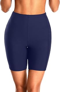 7" Swim Shorts Women High Waisted Bathing Suit Shorts Tummy Control Swimsuit Boyshorts Bottom with Liner