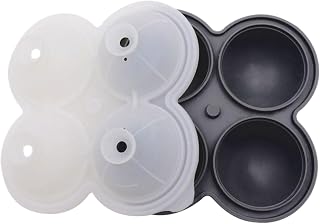 Portable Ice Maker Mold, Easy Release Silicone Molds, 4 Cavity Kitchen Sphere Ball Tray, Reusable Trays, Ideal for Whiskey, Cocktails, Coffee, Water 6.06x6.02 Inch