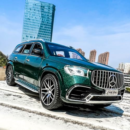 Image of 1:24 Scale Benz GLS63 AMG Metal Pullback Diecast Car for Kids with Openable Doors, Sound, Light Effects, Black