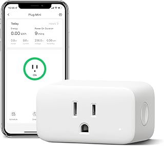 SwitchBot Smart Plug Mini 15A, Energy Monitor, Smart Home WiFi(2.4GHz) & Bluetooth Outlet Compatible with Alexa & Google Home, APP Remote Control & Timer Function for Home Automation, No Hub Required