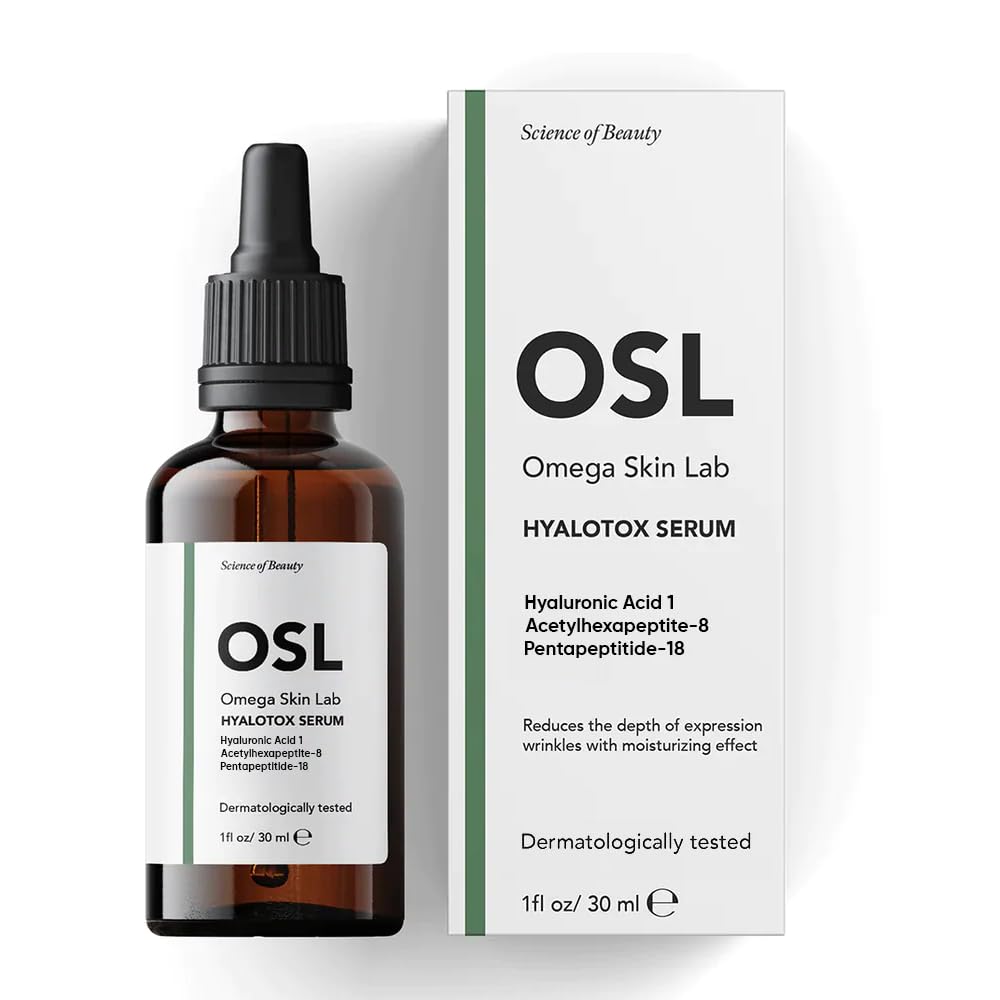 OSL Omega Skin Lab OSL Anti-aging Hyalotox Face Serum 30ML, Powerful Firming Serum, Hyaluronic Acid, Acetlyhexapeptide-8