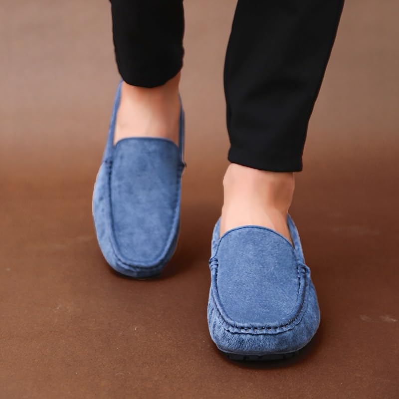 Mens Loafers Shoe Round Toe Suede Vamp Driving Loafers Flexible Slip Resistant Anti-Slip Casual Slip-ons4
