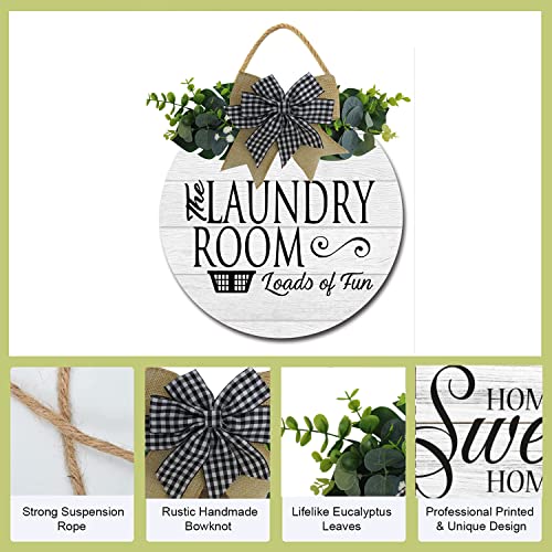 Sokomurg Laundry Room Sign Rustic Wooden Plaque Wreaths For Wall Door Funny Decor Vintage Hanging Sign For Laundry Room Wash House Farmhouse 11'' #TOP5